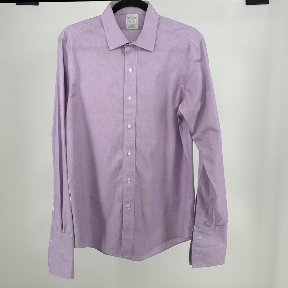 Men's Brooks Brothers Purple Cotton‎ Dress Shirt No Iron